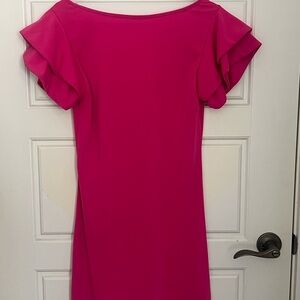 Elegant Pink Ruffle Sleeve Dress